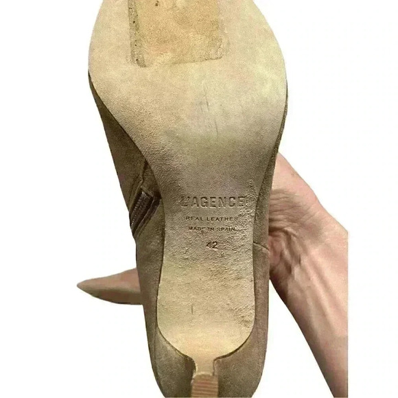 NEW L'AGENCE Aimee Tan Taupe Suede Pointed Toe Booties size 42/US 11 - Picture 8 of 10